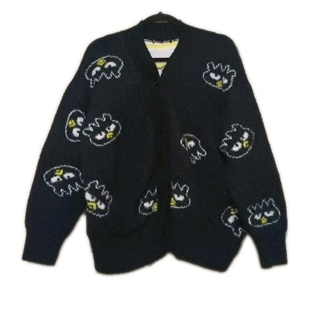Sanrio's Badtz-Maru Black Oversized Button Down Sweater Cardigan One Size No Tag